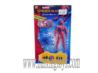 New spiderman spiderman + super skateboard + watch launcher (with light + packet power)