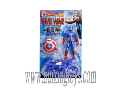 New American captain America team shine + flash motorcycle + watch launcher (with light + packet pow