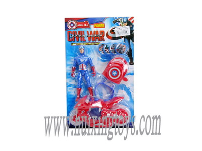 New American captain America team shine + flash motorcycle + watch launcher (with light + packet pow